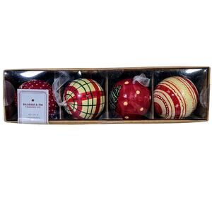 Balsam & Fir NEW Unopened Box Red & Green Christmas Ornaments 2-1/2” Set of 4